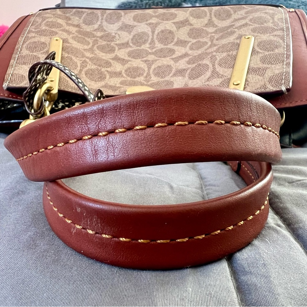 COACH Dreamer Signature Canvas with Snake Skin Detail Shoulder Bag 38846 - Picture 6 of 15